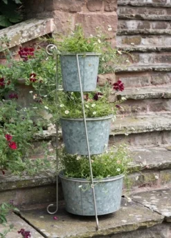 Tiered Corner Stand With Three Galvanised Pots -Garden & Outdoors pr2000027862 card4 lg