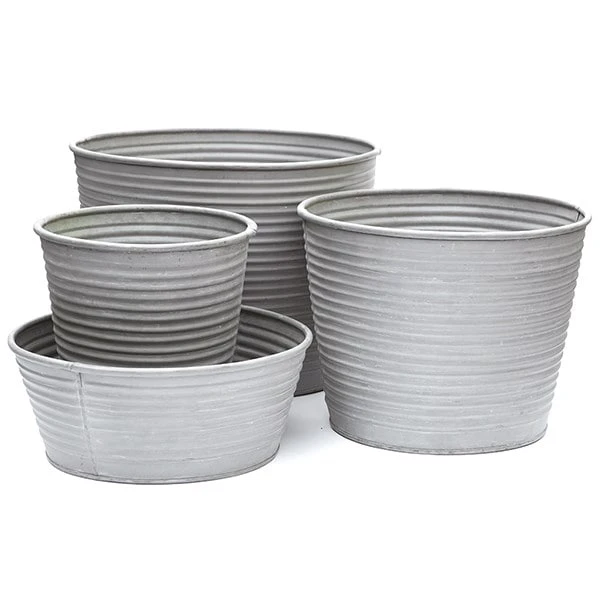 Ribbed Zinc Planter 5 Ribbed Zinc Planter - Image 5