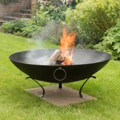 Garden & Outdoors 16 Iron Disc Fire Pit Bowl With Tripod Base