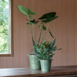 Cast Aluminium Pot Cover With Verdigris Patina