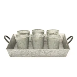 Galvanised Rectangular Tray With Blackened Handles -Garden & Outdoors pr2000031499 card3 lg