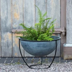 Plant Bowl And Stand - Aged Zinc 10 Plant Bowl And Stand - Aged Zinc -Garden & Outdoors pr2000033963 card3 lg