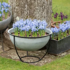 Plant Bowl And Stand - Aged Zinc 14 Plant Bowl And Stand - Aged Zinc -Garden & Outdoors pr2000033963 card7 lg