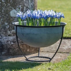 Plant Bowl And Stand - Aged Zinc 15 Plant Bowl And Stand - Aged Zinc -Garden & Outdoors pr2000033963 card8 lg