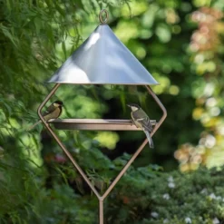 Bird Feeding Hut On Stake - Brushed Aluminium -Garden & Outdoors pr2000034007 card4 lg