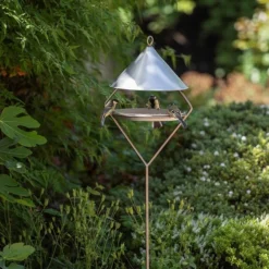 Bird Feeding Hut On Stake - Brushed Aluminium -Garden & Outdoors pr2000034007 card5 lg