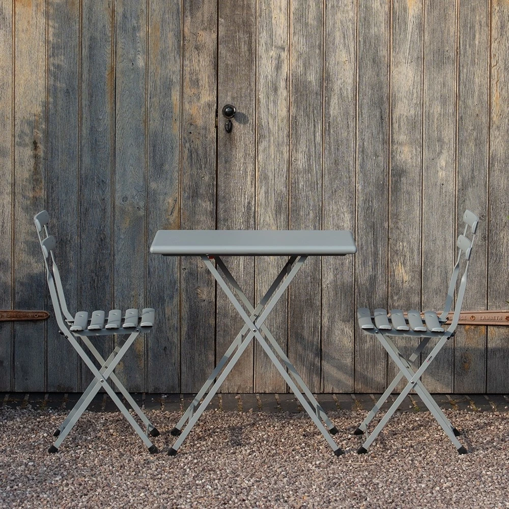 Rome Folding Bistro Set - Cloud Grey 3 Rome Folding Bistro Set - Cloud Grey - Image 3