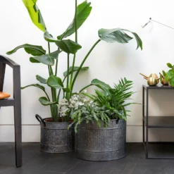 Round Troughs With Blackened Handles - Set Of 2 -Garden & Outdoors pr2000037523 card4 lg