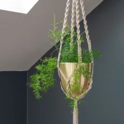 Macrame Hanger With Brushed Brass Pot