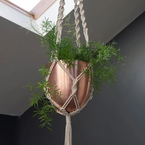 Macrame Hanger With Brushed Copper Pot 3 Macrame Hanger With Brushed Copper Pot - Image 3