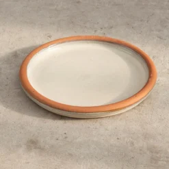 Glazed Terracotta Bird Bath Saucer - Oatmeal