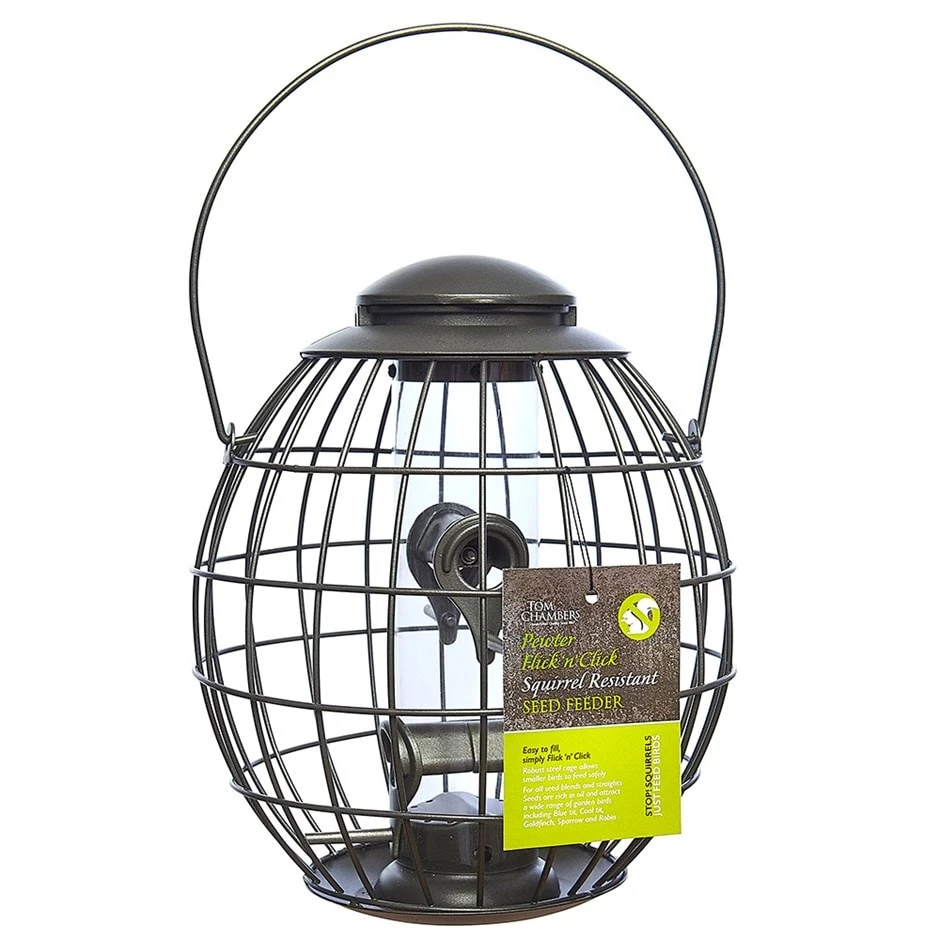 Pewter Flick N Click Squirrel Resistant Seed Feeder 1 Pewter Flick N Click Squirrel Resistant Seed Feeder