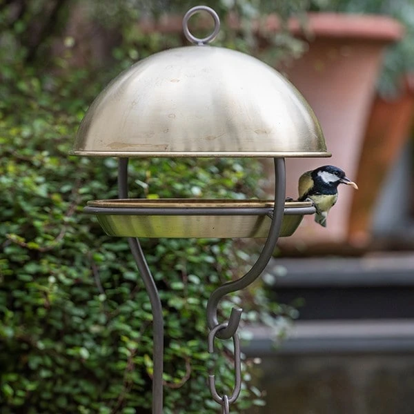 Brushed Brass Stake Bird Feeding Dome 3 Brushed Brass Stake Bird Feeding Dome - Image 3