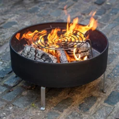 Fire Pit With Free Standing Cooking Grill - Stainless Steel Base -Garden & Outdoors pr2000041712 card4 lg