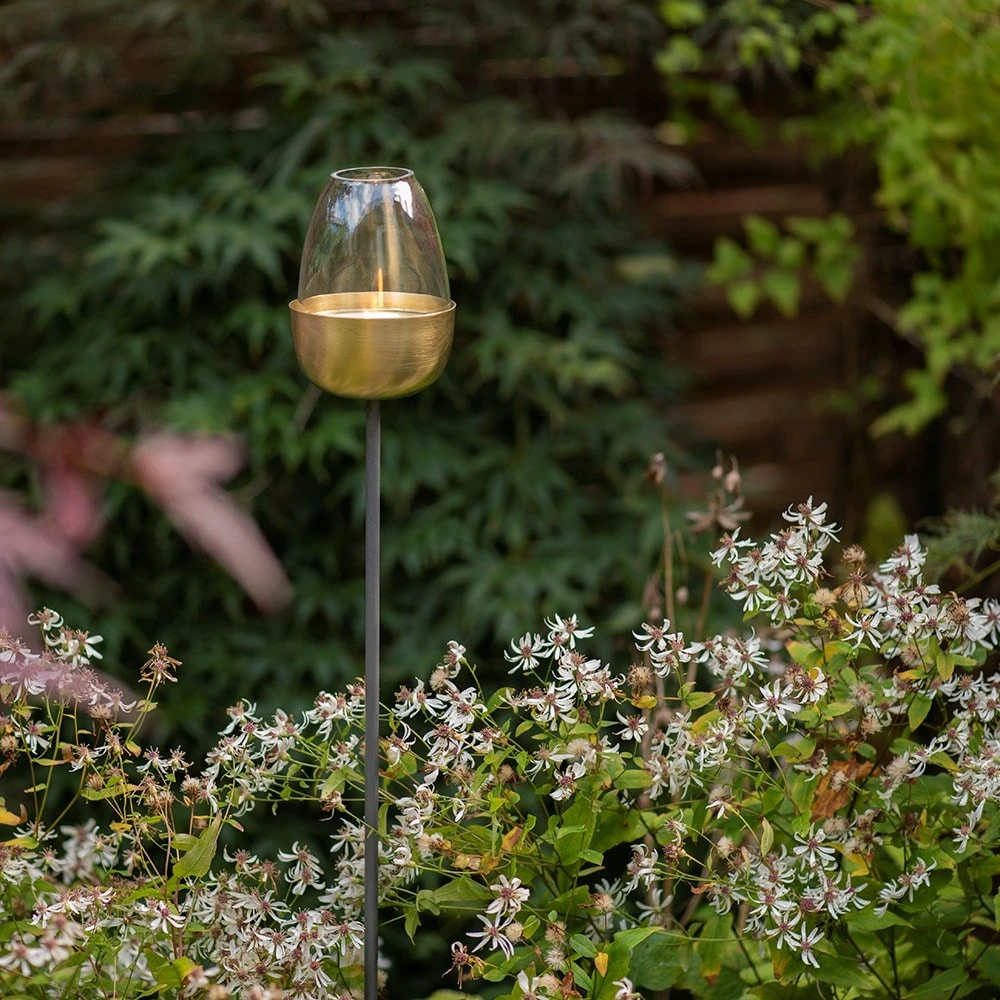 Tulip Stake Tealight Holder (adjustable Height) - Brushed Brass 7 Tulip Stake Tealight Holder (adjustable Height) - Brushed Brass - Image 7