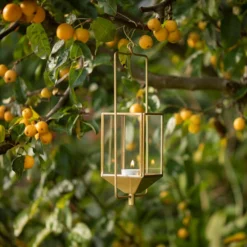Hanging Tealight Lantern - Brass -Garden & Outdoors pr2000041742 card4 lg