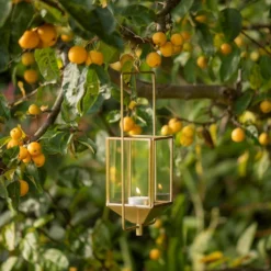 Hanging Tealight Lantern - Brass -Garden & Outdoors pr2000041742 card7 lg