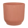 Large Ribbed Round Plant Pot With Wheels - Pink