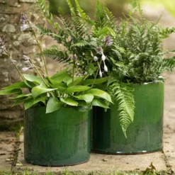 Glazed Ceramic Cylinder Crackle Green -Garden & Outdoors pr2000046309 card3 lg