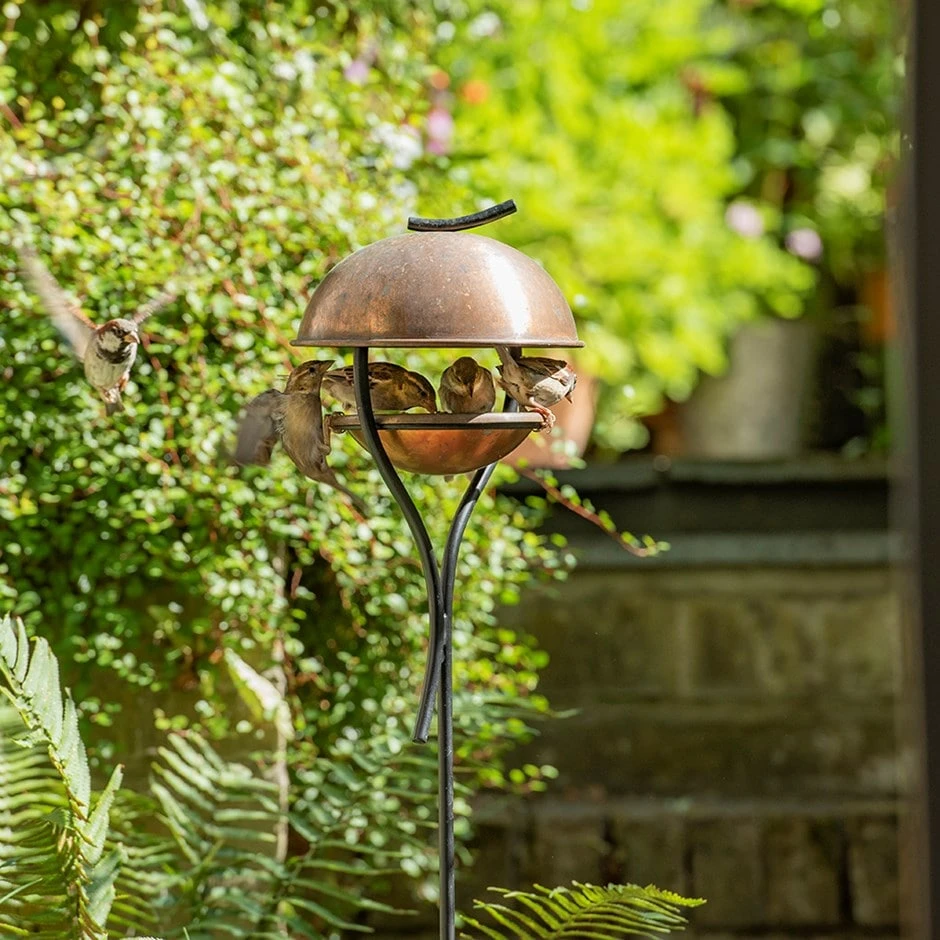 Stake Bird Feeder - Copper 1 Stake Bird Feeder - Copper