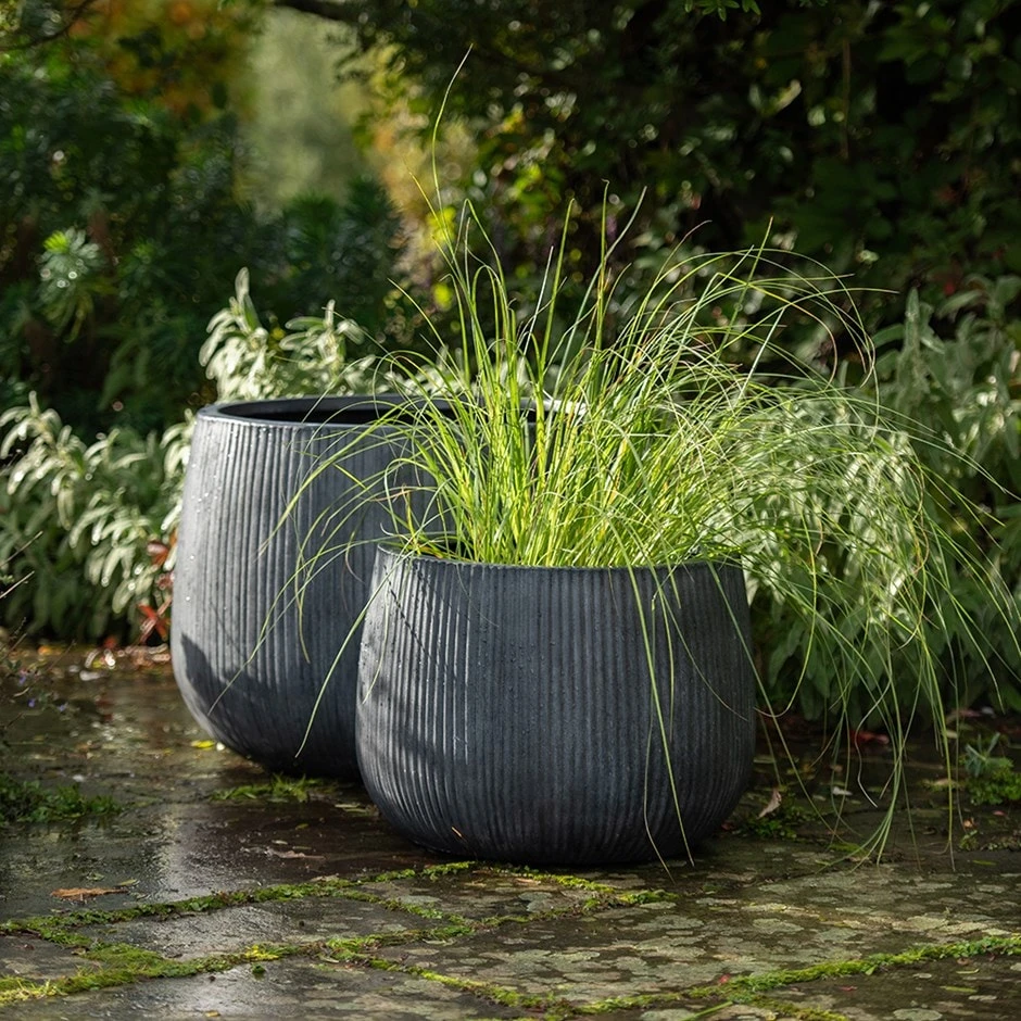 Ripple Bowl Planter - Ash Grey 1 Ripple Bowl Planter - Ash Grey