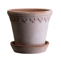 Scalloped Tapered Plant Pot With Saucer - Terracotta -Garden & Outdoors pr2000049052 card5 lg